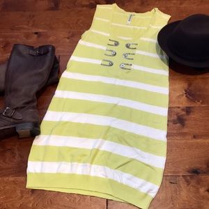 Lime Green Stripe Sweater Dress
